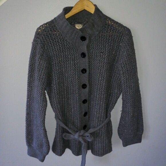 Old Navy Chunky Knit Grandpa Cardigan-Lambs Wool Blend-Belted-Button Front - Picture 1 of 10